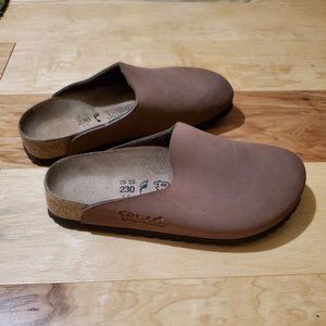 Birki's by Birkenstock Amsterdam Mocha Brown Slip On Clogs Nubuck Cork Sz 6 36